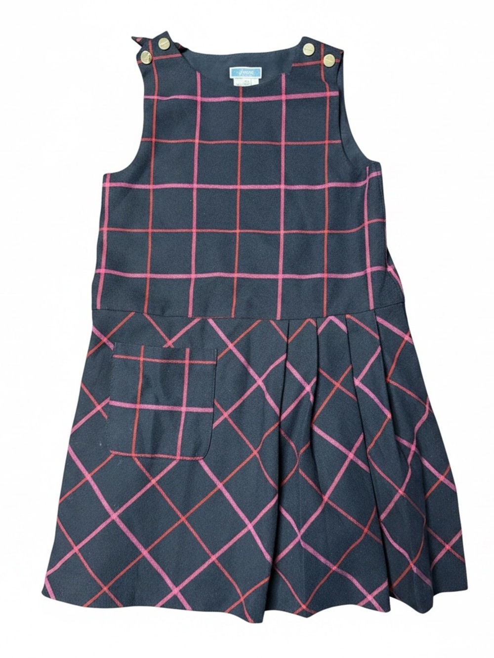Jacadi Navy Dress with red and pink detail